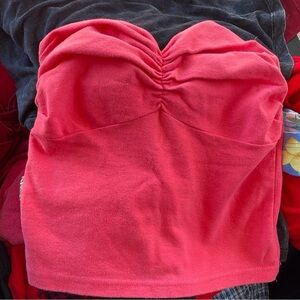 Express Coral Strapless Top